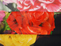 Jedwab szyfon - Peonie i róże na czerni DG
