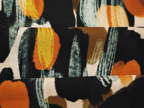 Wiskoza krepa - Pomarańczowe elipsy Wiskoza krepa - Pomarańczowe elipsy