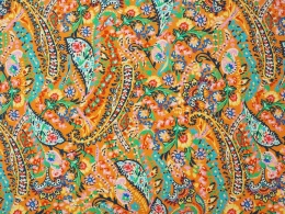 Wiskoza - Rustykalny paisley pomarańcz [kupon 1,9 m]