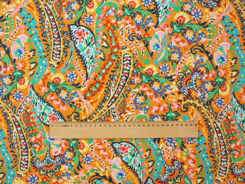 Wiskoza - Rustykalny paisley pomarańcz Wiskoza - Rustykalny paisley pomarańcz