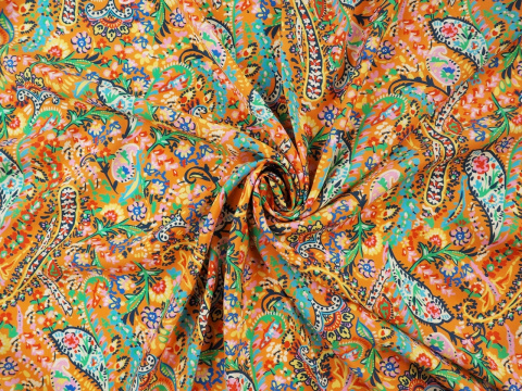 Wiskoza - Rustykalny paisley pomarańcz Wiskoza - Rustykalny paisley pomarańcz