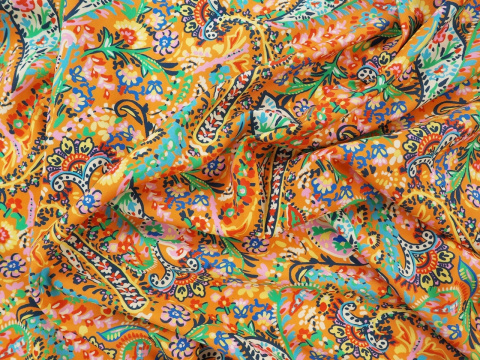 Wiskoza - Rustykalny paisley pomarańcz Wiskoza - Rustykalny paisley pomarańcz