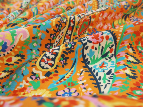 Wiskoza - Rustykalny paisley pomarańcz Wiskoza - Rustykalny paisley pomarańcz