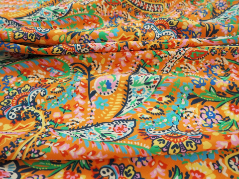 Wiskoza - Rustykalny paisley pomarańcz Wiskoza - Rustykalny paisley pomarańcz