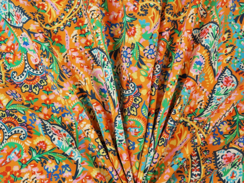 Wiskoza - Rustykalny paisley pomarańcz Wiskoza - Rustykalny paisley pomarańcz