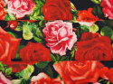 Jedwab elastyczny - Czerwone róże na czerni