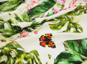 Jedwab elastyczny - Kwiaty, motyle i liście