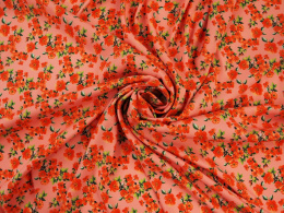 Jedwab elastyczny - Kwiaty pigwy na różu