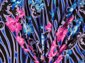 Jedwab elastyczny - Różowe i niebieskie żonkile
