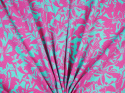 Jedwab elastyczny - Różowo-niebieskie kwiaty