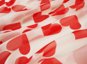 Jedwab szyfon - Czerwone serca na bieli