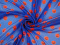 Jedwab szyfon - Czerwone grochy na niebieskim