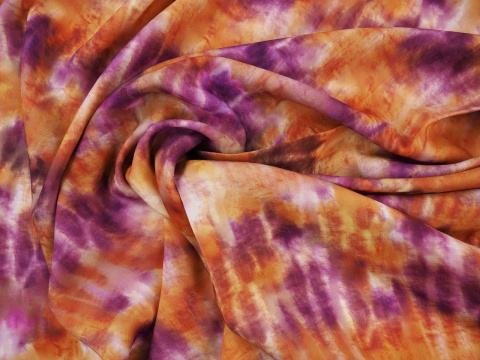 Wiskoza - Tie dye fiolet i rudy Wiskoza - Tie dye fiolet i rudy
