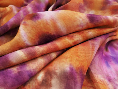Wiskoza - Tie dye fiolet i rudy Wiskoza - Tie dye fiolet i rudy