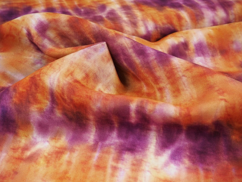 Wiskoza - Tie dye fiolet i rudy Wiskoza - Tie dye fiolet i rudy