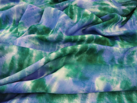 Wiskoza - Tie dye fiolet i zieleń Wiskoza - Tie dye fiolet i zieleń