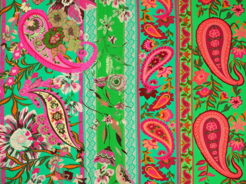 Wiskoza krepa - Pionowe pasy, paisley Wiskoza krepa - Pionowe pasy, paisley
