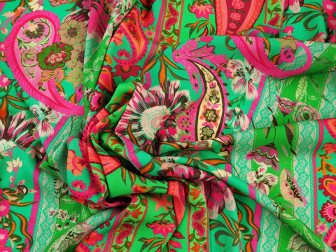 Wiskoza krepa - Pionowe pasy, paisley Wiskoza krepa - Pionowe pasy, paisley