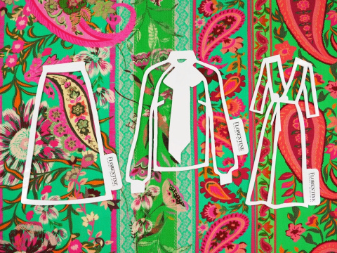 Wiskoza krepa - Pionowe pasy, paisley Wiskoza krepa - Pionowe pasy, paisley