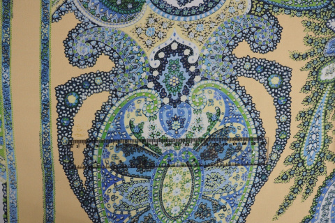 Jedwab "Etro" - Orientalny błękit - panel 1.8m Jedwab "Etro" - Orientalny błękit - panel 1.8m