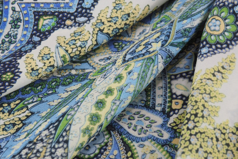 Jedwab "Etro" - Orientalny błękit - panel 1.8m Jedwab "Etro" - Orientalny błękit - panel 1.8m