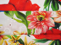 Bawełna ażurowa - Maki i kwiaty na bieli