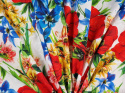 Bawełna ażurowa - Maki i kwiaty na bieli