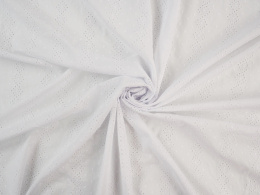 Bawełna ażurowa - Haftowane paski biel