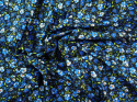 Bawełna elastyczna - Niebieskie kwiaty na czerni