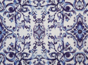 Bawełna ażurowa biała niebieskie ornamenty