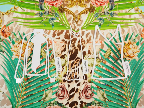jedwab liście palmowe ornamenty róże jedwab liście palmowe ornamenty róże