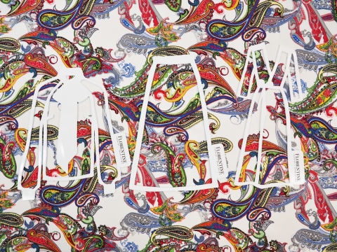 Wiskoza - Kolorowy paisley biel Wiskoza - Kolorowy paisley biel