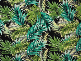 Wiskoza - Liście palmowe na czerni