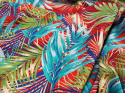 Wiskoza - Liście palmowe na czerwieni