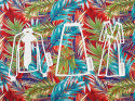 Wiskoza - Liście palmowe na czerwieni