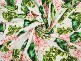 Bawełna ażurowa - Kwiaty, motyle i liście