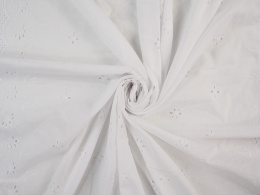 Bawełna ażurowa - Kwiatki z ozdobnym borderem biel
