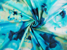 Bawełna elastyczna - Rozmyte, niebieskie kwiaty