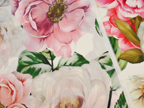 biały jedwab elastyczny peonie biały jedwab elastyczny peonie
