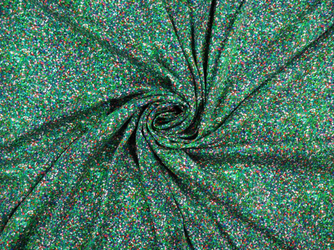 zielony jedwab elastyczny wzór brokat