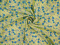Jedwab krepa - Niebieskie różyczki na cytrynowym żółtym