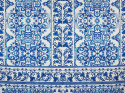 panel bawełna elastyczna niebieskie ornamenty na bieli