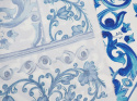 panel bawełna elastyczna niebieskie ornamenty na bieli