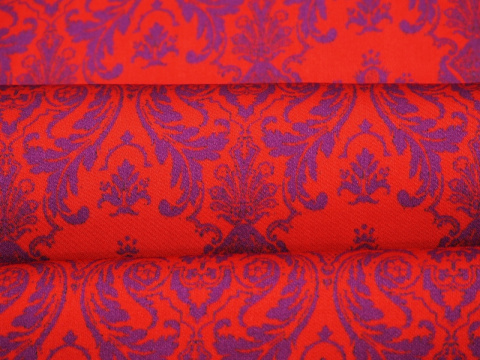 czerwona wiskoza fioletowe ornamenty czerwona wiskoza fioletowe ornamenty