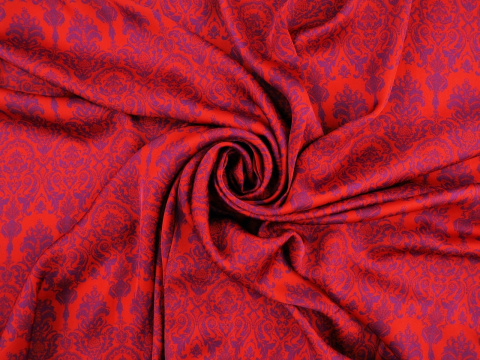 czerwona wiskoza fioletowe ornamenty czerwona wiskoza fioletowe ornamenty