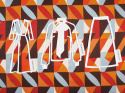 wiskoza geometryczny wzór retro ciepłe kolory