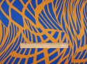 wiskoza niebiesko karmelowa abstrakcja retro wzór miarka