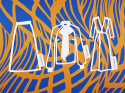 wiskoza niebiesko karmelowa abstrakcja retro wzór