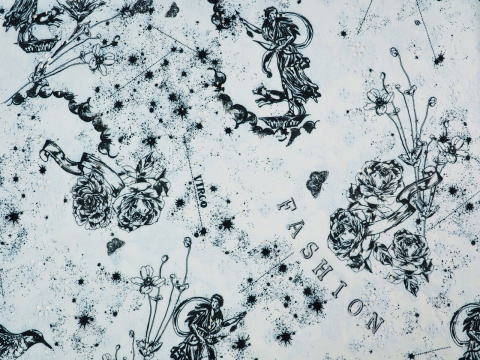 jasno błękitna bawełna ażurowa w modne znaki zodiaku jasno błękitna bawełna ażurowa w modne znaki zodiaku