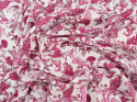 biała bawełna devore w różowe roślinne ornamenty i paisley'e